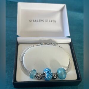 Sterling Silver Blue Bead Bracelet